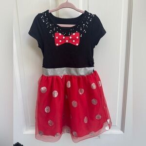Swiggles Toddler Girl Size 4/5 Minnie Mouse Black & Red Short Sleeve Bow Dress